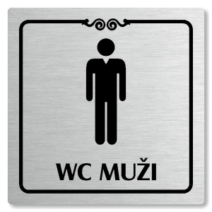 WC muži, 100x100mm, stříbrná, Texas